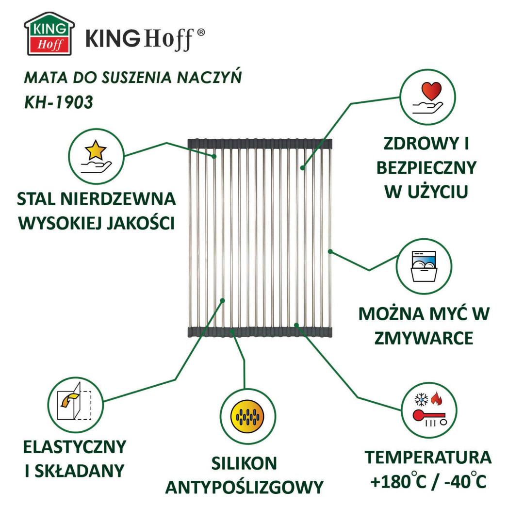 SUSZARKA OCIEKACZ ZWIJANY MATA STALOWA NA ZLEWOZMYWAK KINGHOFF KH-1903